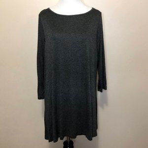 Free to Live Grey 3/4 Sleeve Tunic Top (L)